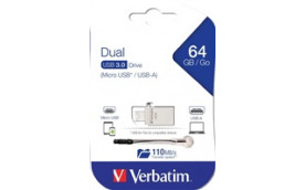 VERBATIM Flash Disk Micro 64 GB USB Store'n'Go OTG  Silver