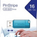 VERBATIM FLASH USB2.0 16GB HI-SPEED STORE'N'GO Pinstripe Caribbean Blue