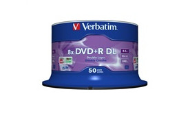 VERBATIM DVD+R(50-pack)/Double Layer/Spindle/ 8X 8.5GB Matt Silver