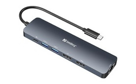 Sandberg dokovací stanice, USB-C, 8 různých konektorů, podpora 8K, PD 100 W
