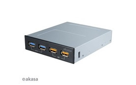 AKASA HUB USB AK-ICR-25, do 3,5" pozice, 2x USB 3.0, 2 nabíjecí porty USB