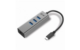 iTec USB-C Metal 3-portový HUB s Gigabit Ethernet adapterem