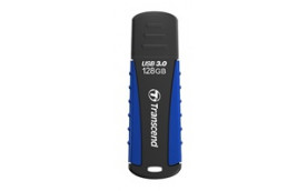 TRANSCEND USB Flash Disk JetFlash®810, 128GB, USB 3.0, Black/Blue (voděodolný, nárazuvzdorný) (R/W 90/40 MB/s)