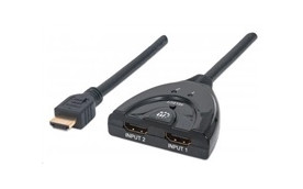 MANHATTAN 2-Port HDMI Switch, Integrated Cable, 1080p