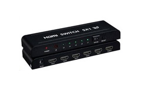 PREMIUMCORD HDMI switch 5:1 kovový s dálkovým ovladačem a napájecím adaptérem