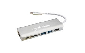MANHATTAN Dokovací stanice USB-C Multiport na HDMI, USB 3.0, USB-C, RJ45, Card reader