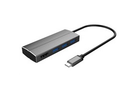 PREMIUMCORD Adaptér USB 3.1 Type-C male na HDMI female + 3x USB 3.0, aluminum ROZBALENO/POUŽITO