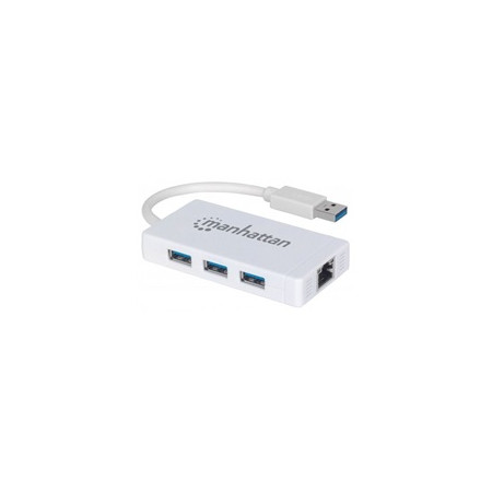 MANHATTAN USB 3.0 3-Port Hub with Gigabit Ethernet Adapter